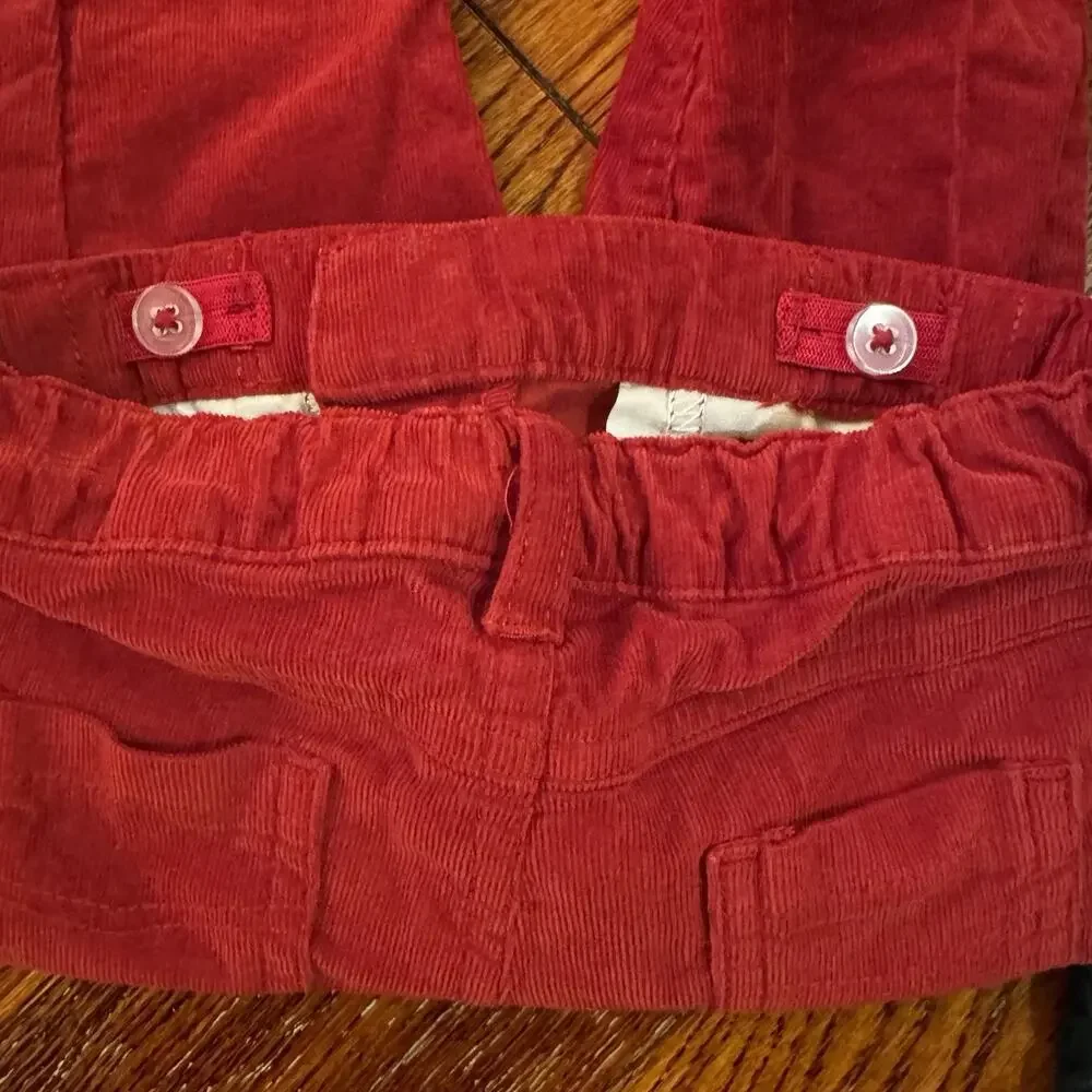 Edgehill‎ Corduroy Pants Baby 12 Months Unisex Boy Girl 2 Pair 1 Green 1 Red